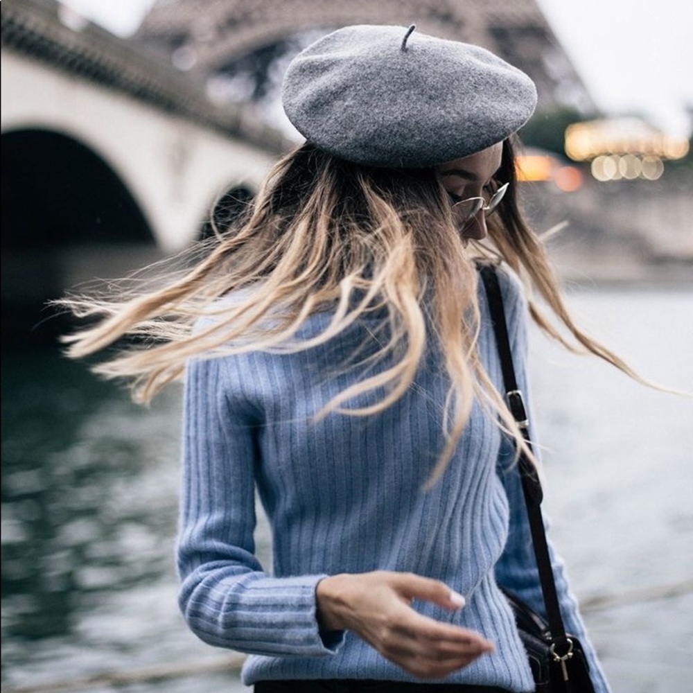 classic french beret hat black felt fall winter - Picture 11 of 16